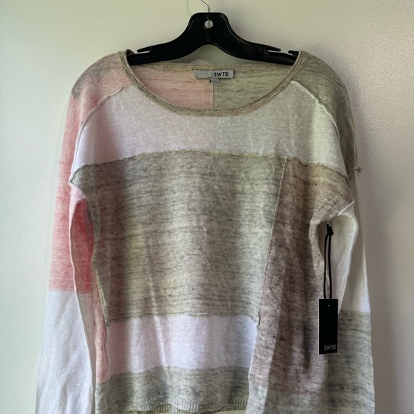 SWTR Linen Color Block Sweater Size Medium - Picture 2 of 10